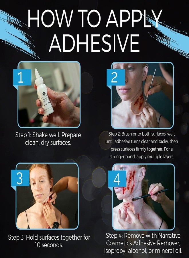 Narrative Cosmetics Water-Based Acrylic Adhesive for The Skin, Non-Toxic Professional Bonding Glue for Makeup, SFX, Prosthetics, 2 Oz. - Image 4